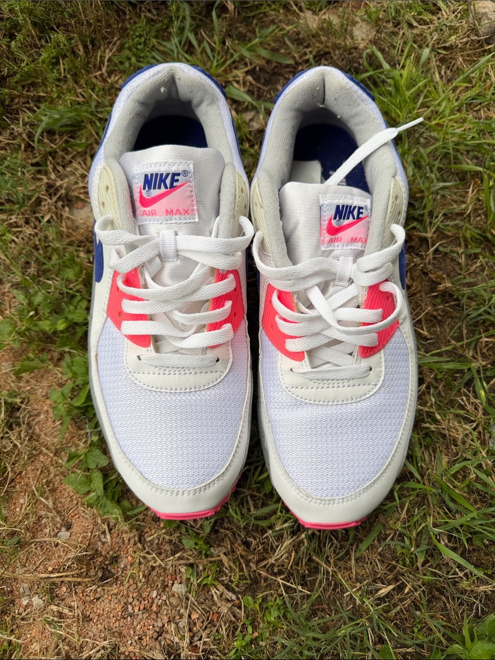 Nike White Pink and Blue Air Max Sneakers